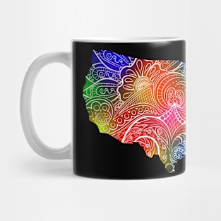 Colorful mandala art map of the United States of America Mug